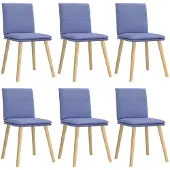 vidaXL Chaises de salle à manger 6 pcs. Tissu bleu jean
