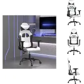 vidaXL Chaise de jeu avec fonction de massage Blanc et noir similicuir