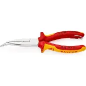 Knipex 26 26 200 T BK Pince à bec plat avec tranchant (pince à bec de cigogne) avec œillet de fixation chromée VDE 200 mm