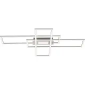 JUST LIGHT Plafonnier LED couleur acier, intensité lumineuse variable, télécommande, L98,9 cm