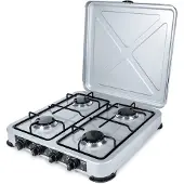 Promis Cuisinière à gaz quatre brûleurs KG400 argentée
