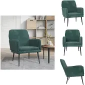 vidaXL Fauteuil vert foncé 62x79x79 cm velours - fauteuil
