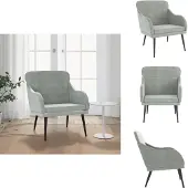 vidaXL Fauteuil gris clair 63x76x80 cm Velours - Fauteuil