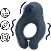 Loveline - anneau pénis vibrant avec stimulateur clitoridien - gris