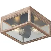 QAZQA Plafonnier industriel imprimé bois IP44 2 lumières - Charlois
