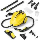Costway Multifunction Steam Cleaner 2000W - 37x26x25 cm - Jaune - 1.8L Capacité d'eau - 13 Accessoires - Pour Tapis, Fenêtres et Sols