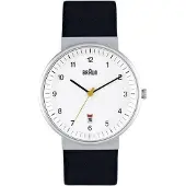 Braun Montre Braun Analogique Blanc Bracelet Cuir Noi...