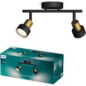 Philips 8720169299894 Conduit, spot de plafond 2xGU10, noir, laiton, ClickFix