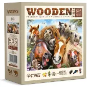 Wooden City Casse-tête en bois Chevaux tout autour 505 pièces