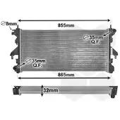 VAN WEZEL 40002310 Radiateur à eau pour moteur, destiné aux fourgons FIAT Ducato (250, 290), aux Ducato à plateau / châssis (250, 290) et aux Ducato bus