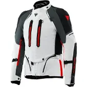 Dainese Super Adventure Absoluteshell S26, veste textile imperméable pour moto, gris clair/noir/rouge, taille 46