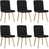 vidaXL Chaise de salle à manger 6 pcs. tissu noir