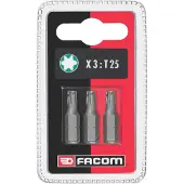 Facom Embout de tournevis à six pans creux T25, type embout de tournevis, en acier, 3 pièces (Torx TX)