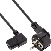 InLine 16752L Netzkabel, Schutzkontakt gewinkelt auf Kaltgerätestecker C13 13 links abgewinkelt, 1,8m, schwarz