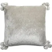 Vivaraise Housses de coussins TENDER POMPONS - Gris - 45x45 cm