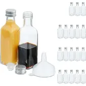 Relaxdays Mini bouteilles, Bocal de conservation, Argent, Transparent