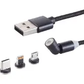 Shiverpeaks S/CONN connectivité maximale Universel--USB-A Magnetladekabel, 3in1, 540°, schwarz, 2m (14-19002)