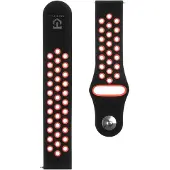Source 20mm Double bande de montre en silicone (20 mm, durable et très agréable au toucher silicone, Silicone), Sangles de montre, Rouge, Noir