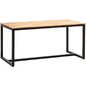 Wohnling Table de salle à manger 200x100x76 cm acacia massif métal Table de salle à manger style loft table de cuisine avec pieds en métal table en bois industrielle Grande table de salle à manger