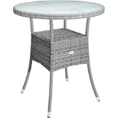 Casaria Table en résine tressée gris ronde Ø60cm
