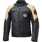 Held Baker 2, veste en cuir ,Noir/Beige/Rouge Foncé ,48