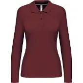 Kariban Polo de travail femme manches longues 100% coton Bordeaux L