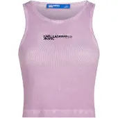 Karl lagerfeld Jeans Washed Ribbed Sleeveless T-shirt Violet L Femme