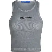 Karl lagerfeld Jeans Washed Ribbed Sleeveless T-shirt Gris L Femme