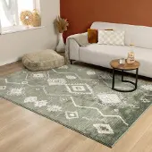 FRAAI Tapis berbère - Blend Aztec Vert | 200x290 cm | Rectangulaire | Pile haute