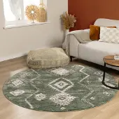 FRAAI Tapis berbère rond | Blend Aztec Green | Ø 120cm | Vert | Rond | Tapis