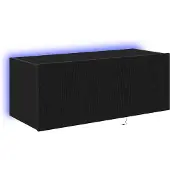 vidaXL Meuble TV avec éclairage LED, aspect chêne noir, 80 x 35 x 31 cm