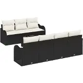 vidaXL Ensemble de canapés de jardin , noir, 55 x 55 x 37 cm, en rotin synthétique