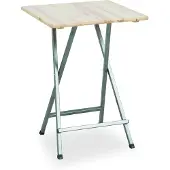 FUN STAR Table d'appoint Natura en pin, 80 x 80 cm, structure en acier gris, plateau de table de jardin en bois de pin naturel