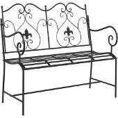 vidaXL Banc de jardin noir 104 x 54 x 93 cm en acier