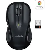 Logitech M510 - Souris - pour droitiers - laser - 5 boutons - sans fil - 2,4 GHz - récepteur sans fil (USB) - noir (910-001825)