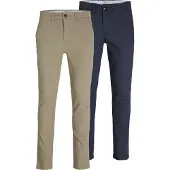 Jack & Jones Pantalon chino 'Macro Dave' beige / bleu foncé