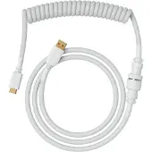 Glorious GMMK Coiled Cable Ghost White, Câble spiralé, USB-C/USB-A - blanc (1.40 m)