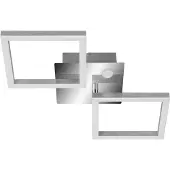 Telefunken Plafonnier LED à détecteur FRAME, 12 W, 1200 lm, IP20, chrome-alu, métal-plastique, 47 x 22,6 x 7,4 cm