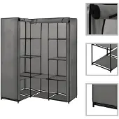 vidaXL Eckkleiderschrank Grau 130 x 87 x 169 cm