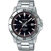 Casio MTP-VD01D-1E2V Montre analogique sportive pour hommes Enticer en acier inoxydable avec cadran noir
