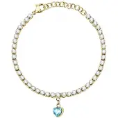 La Petite Story Tennis Love Steel Cryst Acqu Heart Bracelet Doré Femme