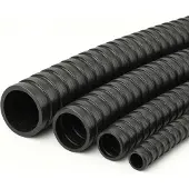 Wiltec Tuyau spiralé de refoulement - 50 m - Noir Flexible - Ø 25 mm (1") - avec Spirale de renforcement - évcuation, écoulement, drainage, arrosage sans pression