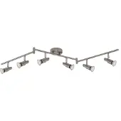 Briloner Plafonnier LED Spot LEUCHTEN ONE, 3 W, 250 lm, IP20, nickel mat, métal, incl., 6x GU10, 120 x 10 x 15 cm