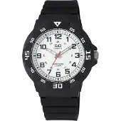 Q&Q Montre pour homme, bracelet en silicone, couleur argentée, étanche jusqu'à 10 ATM