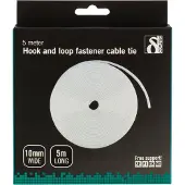 Deltaco ruban de carde pa rulle bredd 10mm 5m vit (Serre-câbles velcro, 1 pcs)