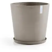 Ecopot's rond Plastic recycl moderne moderne int rieur / ext rieur Planteur Fleur Pot Sauce - Finition taupe - 17,5 " D x 1,4 " H