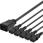 Deltaco diviseur de courant - IEC 60320 C (1 m), Câble d'alimentation, Noir