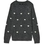 Vero Moda Pull-over 'VMDoffy' gris chiné / blanc