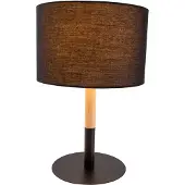 Näve Lampe de table salon bois lampe de chevet chambre tissu noir 3184322