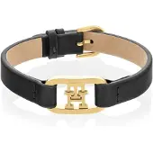 Tommy Hilfiger Bracelet en cuir noir 2780830, (Acier inoxydable, Cuir)